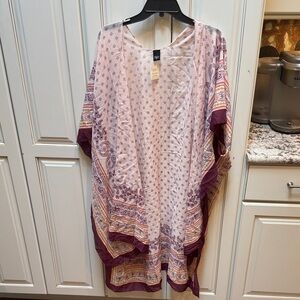 Altar'd State Cream and Purple Patterned Wrap